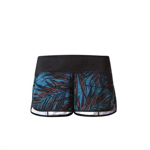 Lululemon Speed Shorts Sz 4, Palm Lace Tofino Teal, Race Running Activewear Gym - Picture 2 of 10